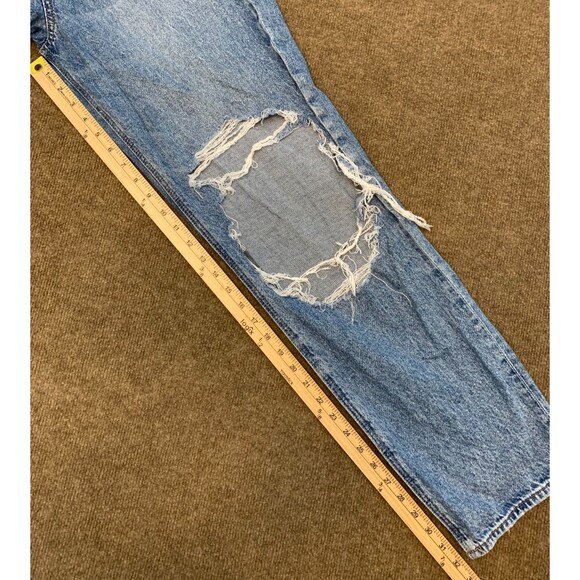 American Eagle Jeans Womens 10 High Rise Baggy Straight Distressed Ripped Denim - Picture 6 of 9